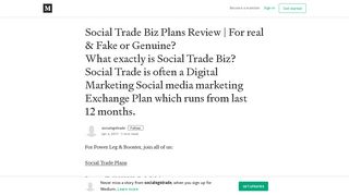 
                            13. Social Trade Biz Plans Review | For real & Fake or Genuine? - Medium