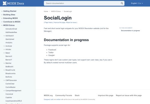 
                            4. SocialLogin | MODX Extras - MODX Documentation