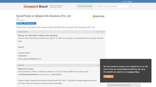 
                            5. SocialTrade or Ablaze Info Solutions Pvt. Ltd Complaints