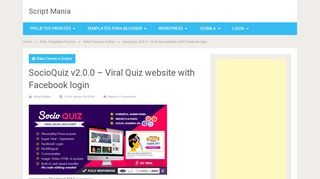 
                            9. SocioQuiz v2.0.0 – Viral Quiz website with Facebook login - Script Mania