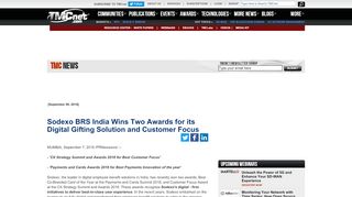 
                            8. Sodexo BRS India Wins Two Awards for its Digital Gifting Solution and ...