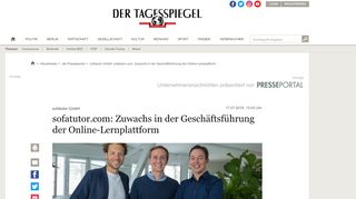 
                            12. sofatutor GmbH: sofatutor.com: Zuwachs in der Geschäftsführung der ...