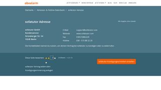 
                            8. sofatutor Hotline, Anschrift, Faxnummer und E-Mail - Aboalarm