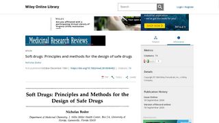 
                            11. Soft drugs: Principles and methods for the design of safe drugs - Bodor ...