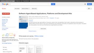 
                            8. Software Agent-Based Applications, Platforms and Development Kits