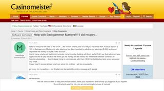 
                            11. Software Complaint - Help with Backgammon Masters!!!! I did not ...