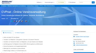 
                            6. Software: CVPnet - Online Vereinsverwaltung - Softguide
