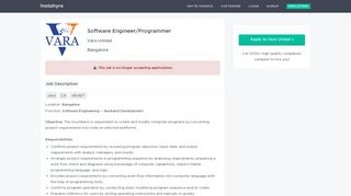 
                            13. Software Engineer/Programmer job at Vara United - Instahyre
