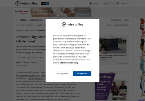 
                            7. Softwarebilliger.de: Wir verkaufen keine Fälschungen! | heise online