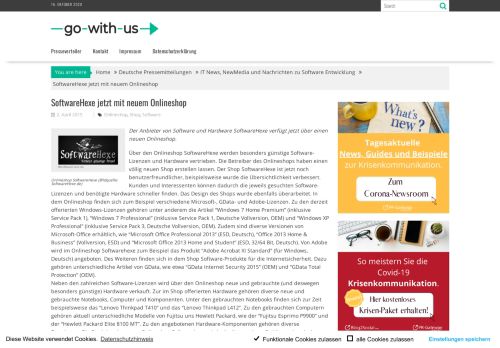 
                            13. SoftwareHexe jetzt mit neuem Onlineshop - go-with-us.de