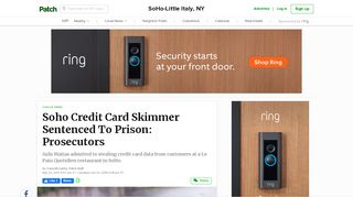 
                            8. Soho Credit Card Skimmer Sentenced To Prison: Prosecutors - Patch