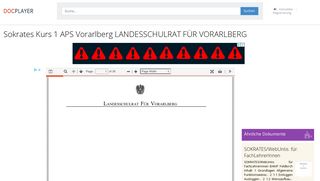 
                            9. Sokrates Kurs 1 APS Vorarlberg LANDESSCHULRAT FÜR ...