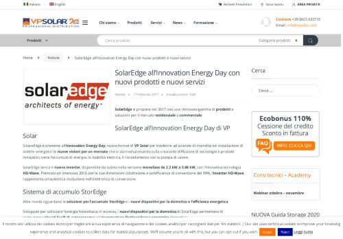 
                            8. SolarEdge all'Innovation Energy Day con nuovi prodotti e nuovi servizi