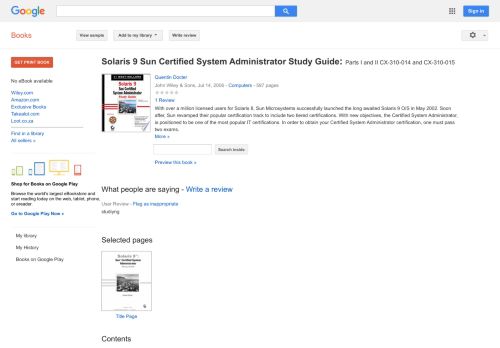 
                            9. Solaris 9 Sun Certified System Administrator Study Guide: Parts I ...