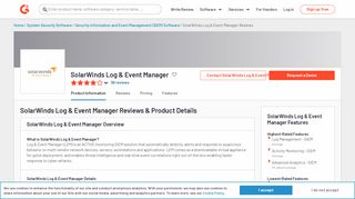 
                            7. SolarWinds Log & Event Manager Reviews 2018 | G2 Crowd