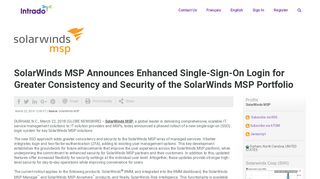 
                            8. SolarWinds MSP Announces Enhanced Single-Sign-On Login for ...