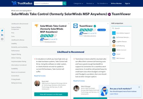 
                            7. Solarwinds Take Control (formerly SolarWinds MSP Anywhere) vs ...