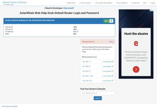 
                            5. SolarWinds Web Help Desk Default Router Login and Password