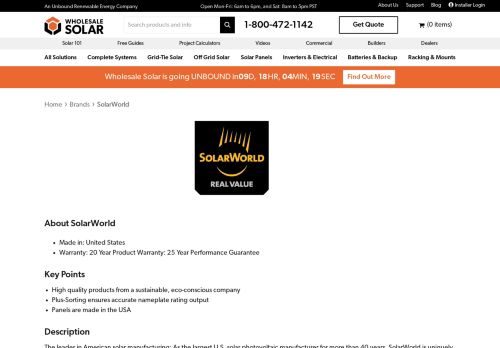 
                            5. SolarWorld - Wholesale Solar