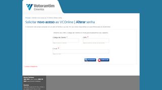 
                            3. Solicitar novo acesso ao VCOnline - Votorantim Cimentos