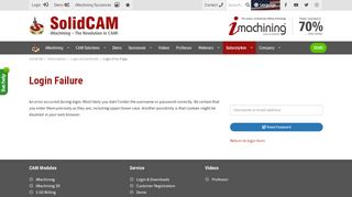 
                            3. SolidCAM CAM Software: Login Error Page
