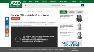 
                            11. SolMax Efficient Solar Concentrator - AZoCleantech.com