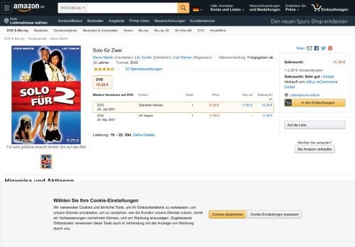 
                            8. Solo für Zwei: Amazon.de: Steve Martin, Lily Tomlin, Victoria Tennant ...