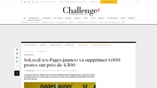 
                            13. SoLocal (ex-Pages jaunes) et détenteur de Mappy va supprimer 1.000 ...