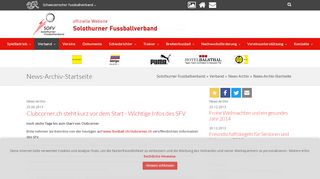 
                            13. Solothurner Fussballverband - Clubcorner.ch steht kurz vor dem Start ...