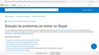 
                            7. Solução de problemas ao entrar no Skype | Suporte do Skype