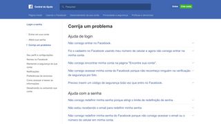 
                            2. Solução de problemas | Central de ajuda do Facebook | Facebook