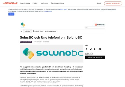 
                            11. ​SolusBC och Uno telefoni blir SolunoBC - Soluno BC - Mynewsdesk