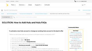 
                            7. SOLUTION: How to Add Hulu and Hulu FAQs - Sprint ...