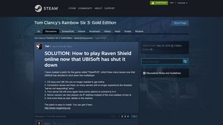 
                            2. SOLUTION: How to play Raven Shield online now that UBISoft has ...