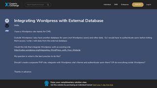 
                            5. [SOLUTION] Integrating Wordpress with External Database
