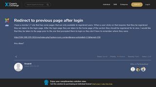 
                            4. [SOLUTION] Redirect to previous page after login - Experts Exchange