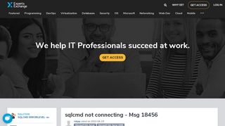 
                            6. [SOLUTION] sqlcmd not connecting - Msg 18456 - Experts Exchange
