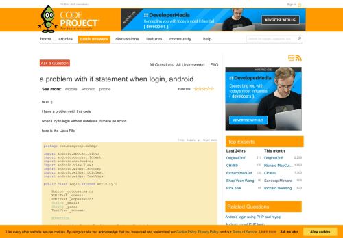 
                            2. [Solved] a problem with if statement when login, android - CodeProject
