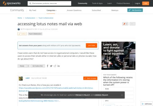 
                            13. [SOLVED] accessing lotus notes mail via web - Spiceworks Community