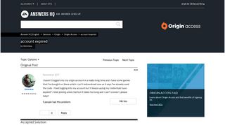 
                            2. Solved: account expired - Answer HQ - EA Answers HQ - Electronic ...