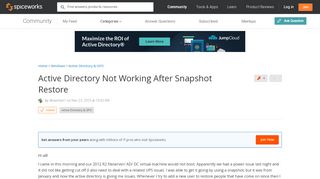 
                            1. [SOLVED] Active Directory Not Working After Snapshot Restore ...