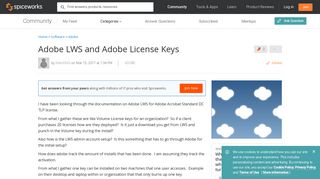 
                            10. [SOLVED] Adobe LWS and Adobe License Keys - Spiceworks Community
