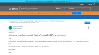 
                            8. Solved: An internal error has occurred. Apache Tomcat/5.5.20 ...
