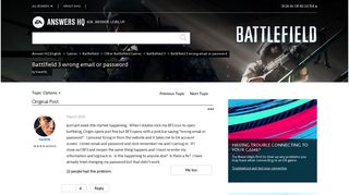 
                            4. Solved: Battlfield 3 wrong email or password ... - EA Answers HQ
