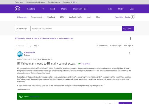 
                            4. Solved: BT Yahoo mail moved to BT mail - cannot access - BT Community