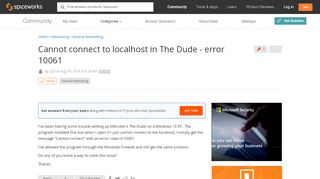 
                            10. [SOLVED] Cannot connect to localhost in The Dude - error 10061 ...