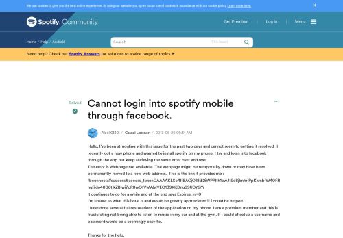 
                            1. Solved: Cannot login into spotify mobile through facebook. - The ...
