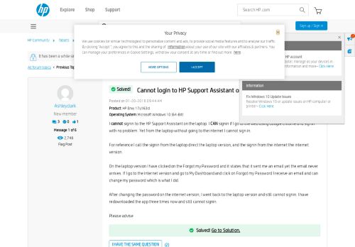 
                            9. Solved: Cannot login to HP Support Assistant on the laptop - HP ...