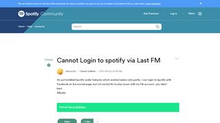 
                            7. Solved: Cannot Login to spotify via Last FM - The Spotify Community