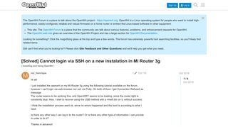 
                            6. [Solved] Cannot login via SSH on a new instalation in Mi Router 3g ...